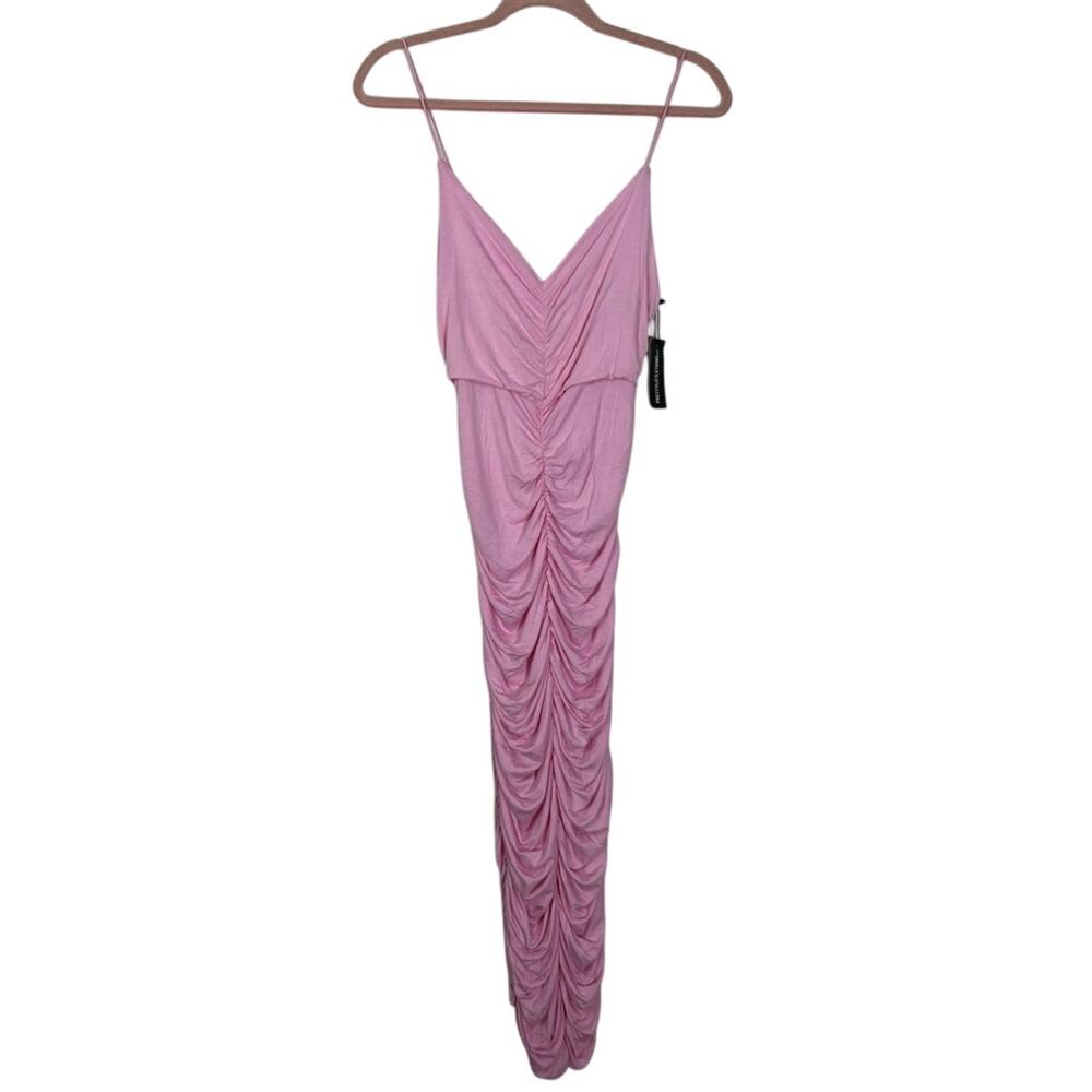 NWT Pretty Little Things Pink Strappy Stretchy Rouched Sexy Midi Dress Size 10